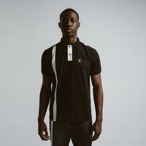 AB Liquid Orange Cotton Short Sleeve Black Polo Shirt